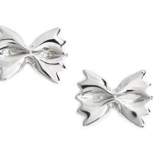 Farfalle Pasta Earrings Sterling Silver by Delicacies Jewelry - every purchase helps fight hunger! (foodie gift, food jewelry, gift for her)