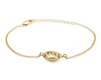 Potsticker Bracelet (Yellow Gold Plated) by Delicacies Jewelry - Every purchase donates to fight hunger.