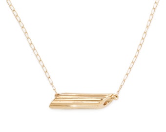 Mini Penne Pasta Necklace, Yellow Gold Plated, by Delicacies Jewelry - every purchase helps fight hunger! (foodie gift, food jewelry)