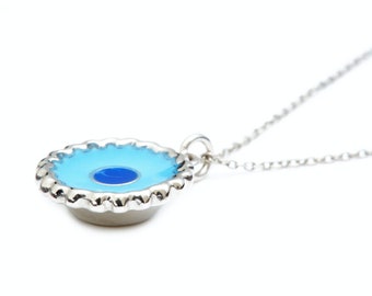 Evil Eye. Evil Pie necklace, sterling silver by Delicacies Jewelry - every purchase helps fight hunger! (food jewelry, foodie gift)