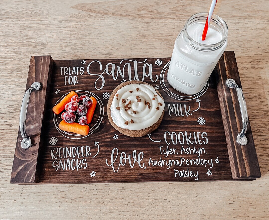 Santas Treat Tray Cookies and Milk Tray for Santa Wood Etsy