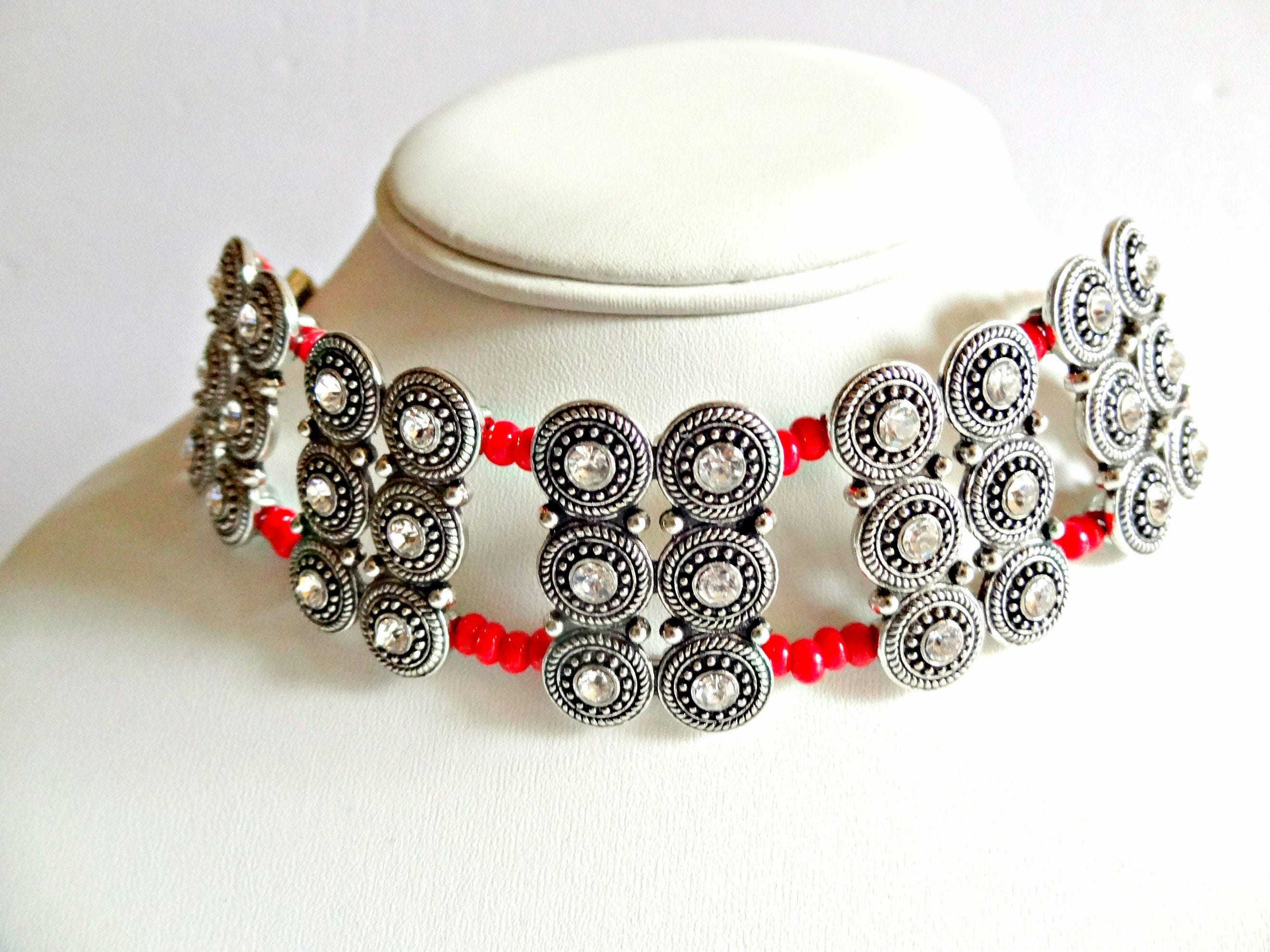 Length Adjustable Choker Bengali Style Necklace Bollywood Etsy