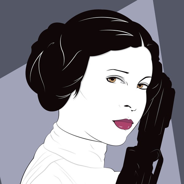 Princess Leia Star Wars A New Hope inspired by Patrick Nagel poster print Carrie Fisher 11 x 17