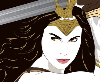 Wonder Woman inspired by Patrick Nagel poster print Gal Gadot 11x17