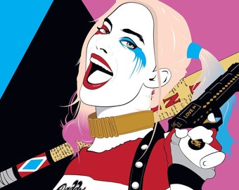 Harley Quinn Suicide Squad 1980s inspired poster print Margot Robbie 11x17