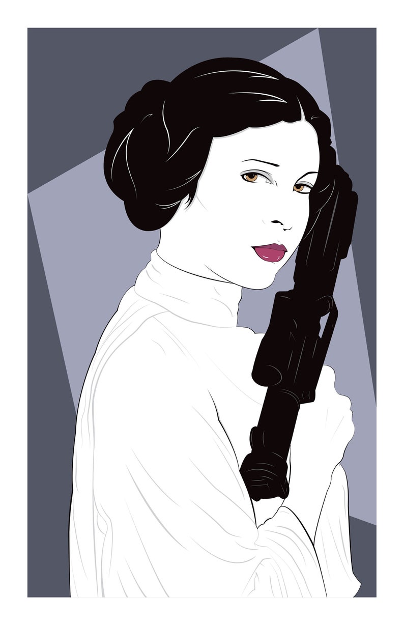 Princess Leia Star Wars A New Hope inspired by Patrick Nagel poster print Carrie Fisher 11 x 17 image 1