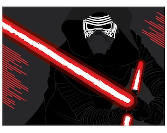 Kylo Ren Star Wars The Force Awakens inspired poster print 18x24 Limited Edition