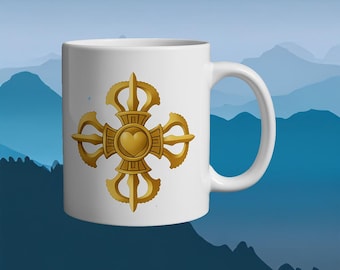 Heart Vajra Mug: Sacred Symbol Coffee Cup - Alkemix Arts