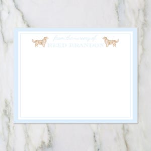 Papier personnalisé aquarelle pour animal de compagnie l Cartes de remerciement l A2 l Papeterie l Bleu l Rose l Cadeau l Calligraphie l Golden Retriever