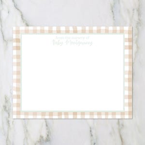 Acuarela Grandmillennia Gingham Papelería personalizada l Tarjetas de agradecimiento l A2 l Papelería l Azul l Regalo l Caligrafía