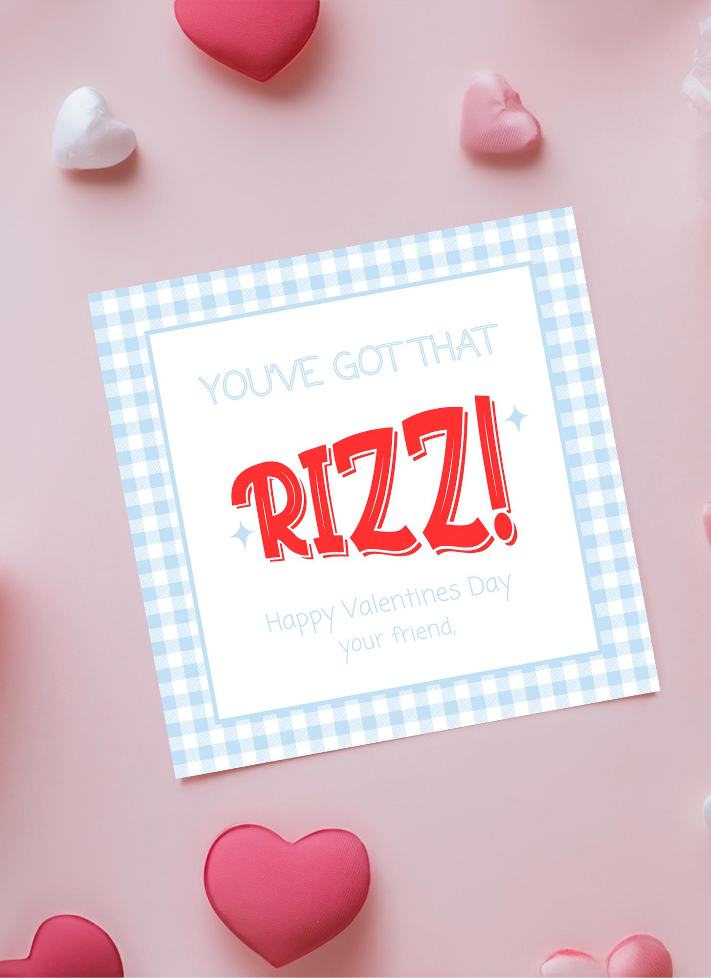 Rizz Printable Valentines Favor Tags L Boy L Girl L Valentine L Blue ...