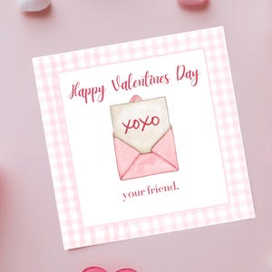 Afdrukbare valentijnsbedankjes l XOXO-envelop l Valentijn voor meisjes l Roze en rood