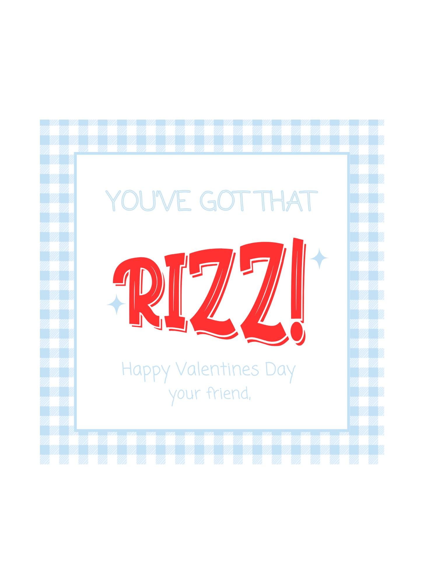 The Rizz Printable Rizz Printable Valentines Favor Tags L Boy L Girl L Valentine L Blue ...