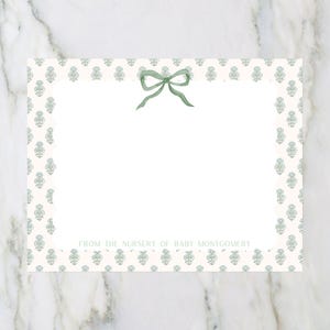 Aquarela Grandmillennial Bow Personalizado Papelaria Personalizada l Cartões de Agradecimento l A2 l Papelaria l Azul l Presente l Caligrafia