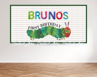 A Very Hungry Caterpillar Party Banner Custom Name l Theme Birthday l Animals l Insects l Boy l Children's Books