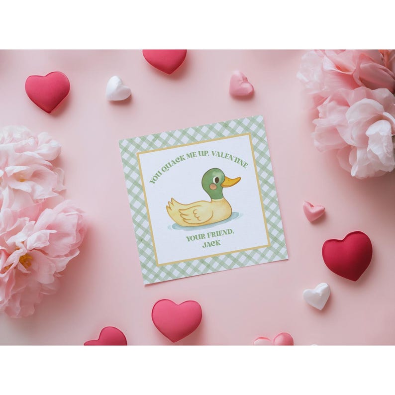 Quack Heart Notes Grandmillennial Duck Valentine Card Digital Download L Printable PDF L ...