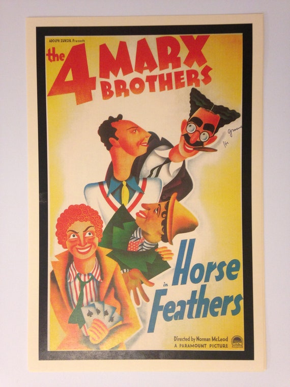 Marx Bros Horse feathers vintage movie poster print