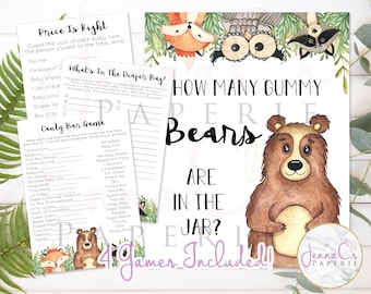 Woodland Baby Shower Games Bundle: Printable Animal Theme (Digital Download)