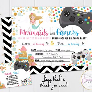 Invitation thème Gamer | Parfait pour un double anniversaire de jumeaux | Téléchargement numérique instantané | Remplissez vos informations | Retour et merci