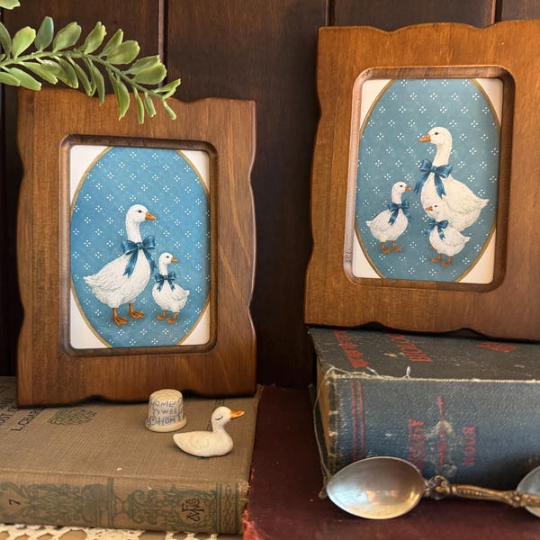 Country Goose Picture Frames Set of 2 | Cottage Farmhouse Decor 7x5