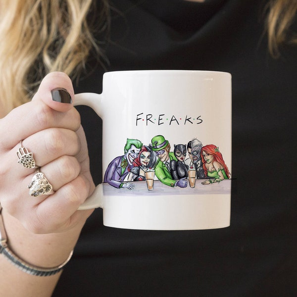 DC Villains Mug: Joker, Harley Quinn, Riddler, Catwoman, Two-Face, Poison Ivy | FRIENDS Inspired | 11 and 15 oz | Microwave Dishwasher Safe