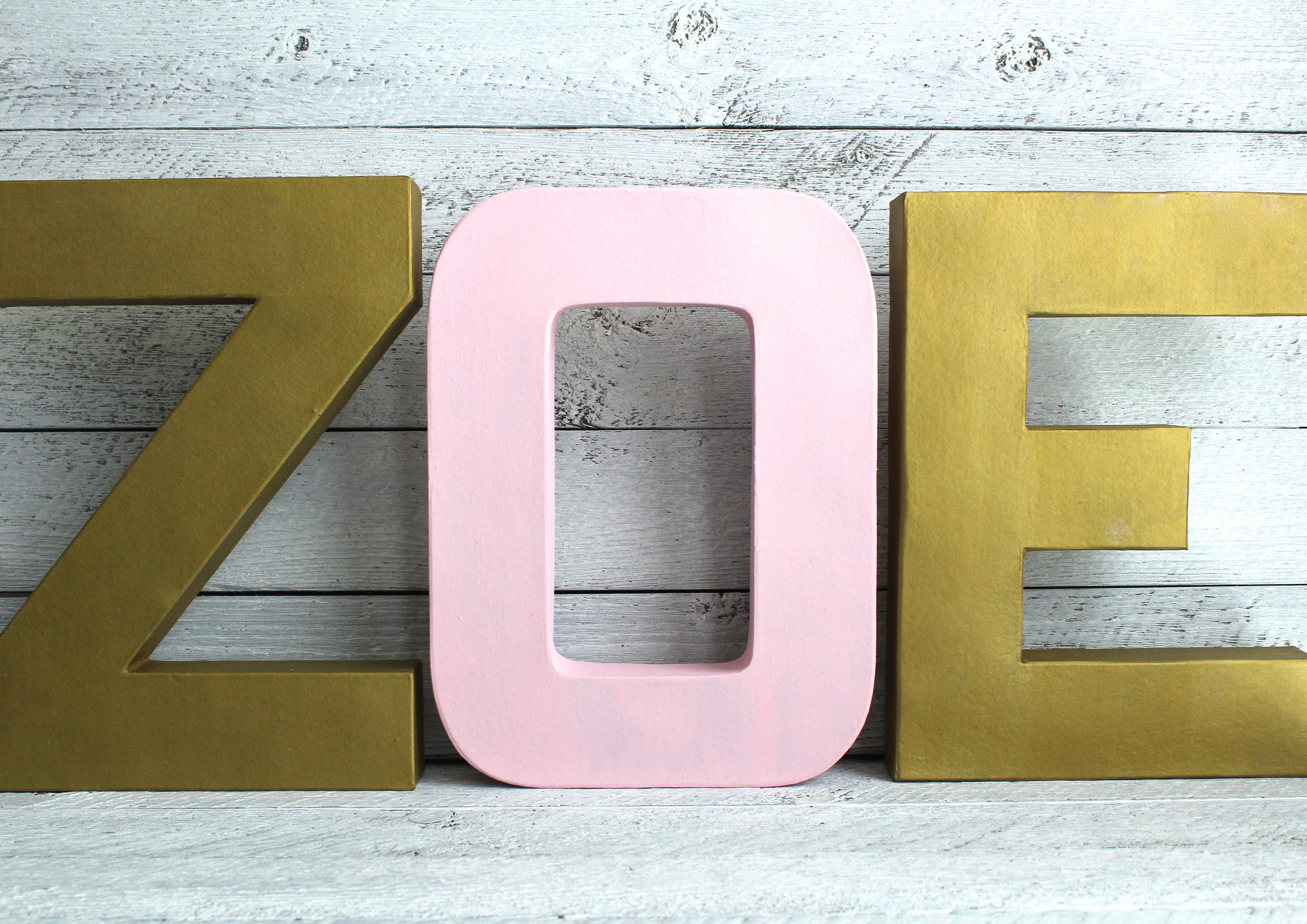 Girl Nursery Letters Gold And Pink Wall Baby Name Sign Modern Decor Metal Dorm Room