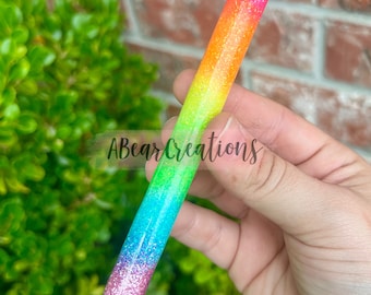 Bolígrafo con purpurina arcoíris personalizado - Papermate Injoy Gel de 0,7 mm - Tinta negra (recargable) - ¡Perfecto para regalar!