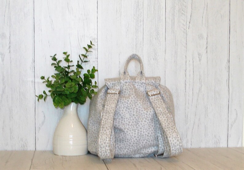 Graywhite flannel bag-Mini backpack purse-Small backpack-Mini backpack-Backpack purse-Purse with adjustable straps-Cotton backpack