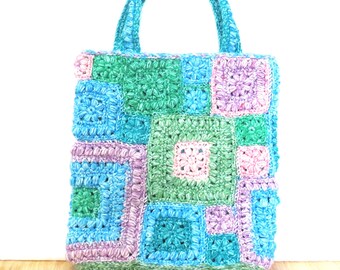 Bolso multicolor, bolso de crochet, bolso cuadrado de abuela