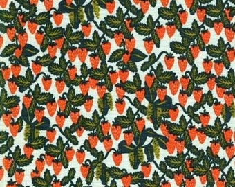 Cotton and Steel - Primavera von Rifle Paper Co - Strawberry Fields Mint - Wird lose angeboten