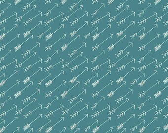 Art Gallery Fabrics - Hello Bear by Bonnie Christine - Springs Teal Arrows - Sold by the Yard