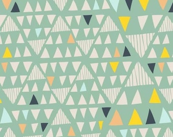 Art Gallery Fabrics - Tule Mojave by Leah Duncan - Aloe Green Triangles - Sold by the yard