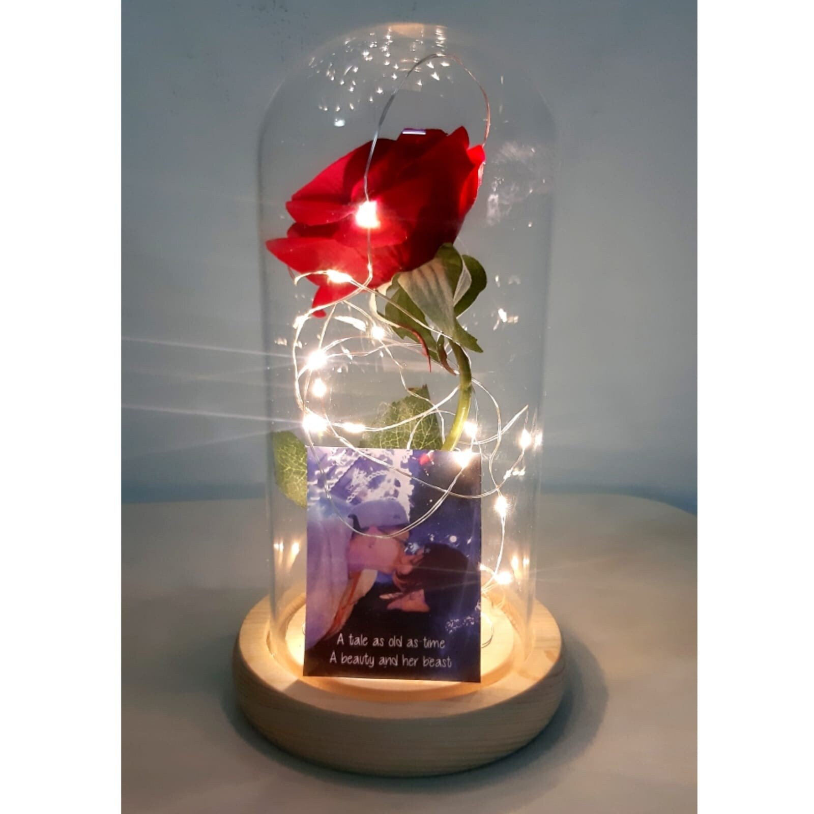 Custom Beauty and the Beast Rose Jar with Lights Etsy