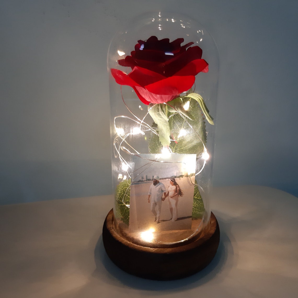 Custom Beauty and the Beast Rose Jar with Lights Etsy