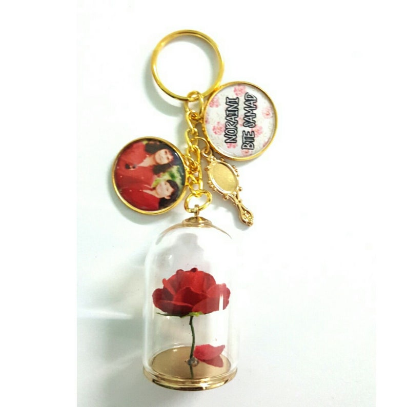 Custom Beauty and the Beast Rose Keychains Etsy