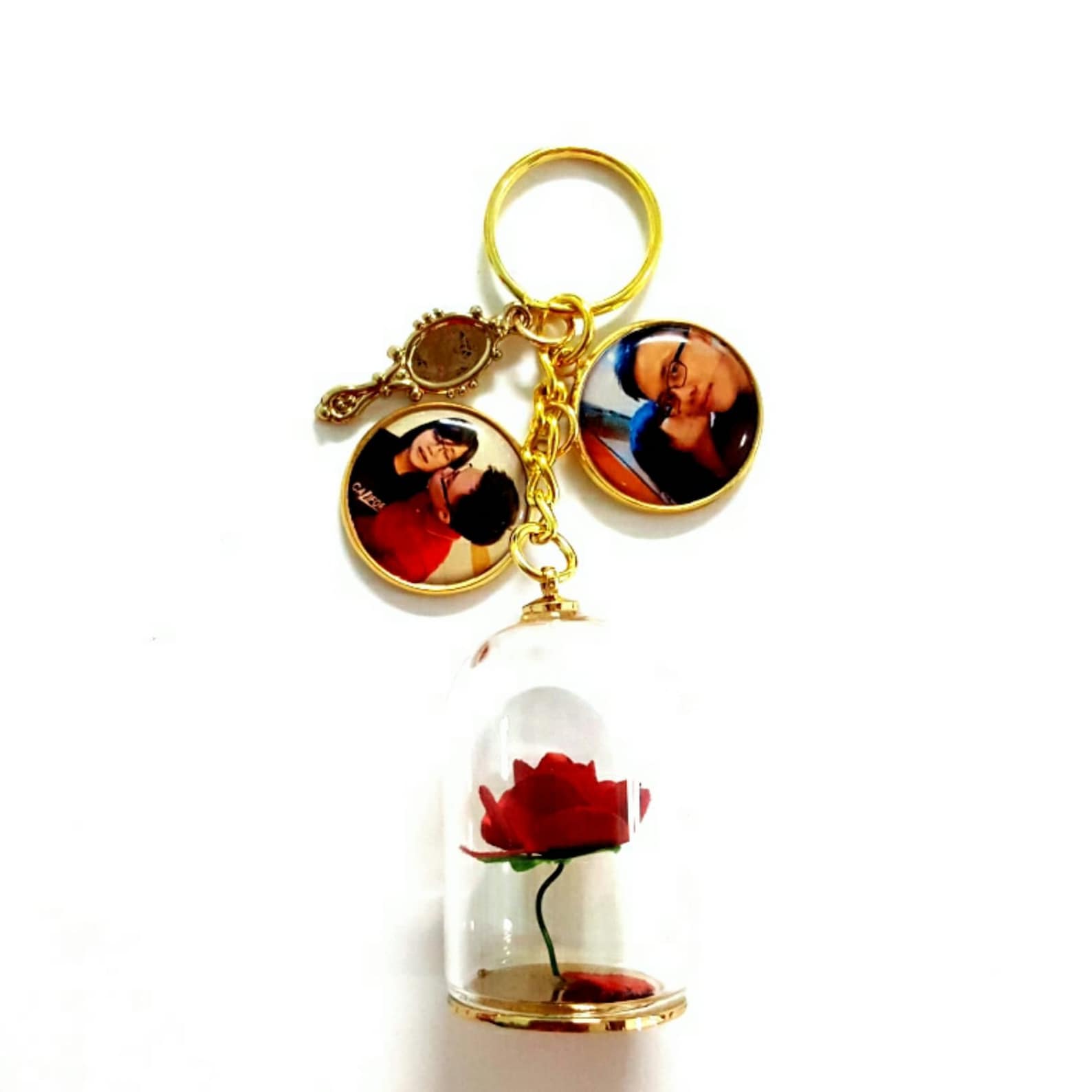 Custom Beauty and the Beast Rose Keychains Etsy
