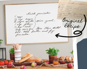 Handwritten Recipe Gift | Recipe Keepsake | Mom's Recipe | Grandma's Recipe  | Mom's Handwriting | Grandma's Handwriting | Kitchen Wall Art