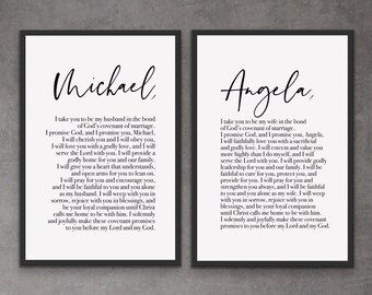 Wedding Vows | Marriage Vows | Wedding Gift | Gift for Husband | Gift for Wife | Anniversary | Bedroom Decor | Wall Art | Print | Canvas