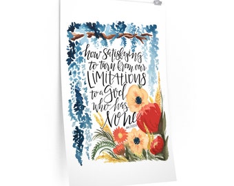 Navy and Red Floral | A.W. Tozer Quote | Christian Quote | Fine Art Print