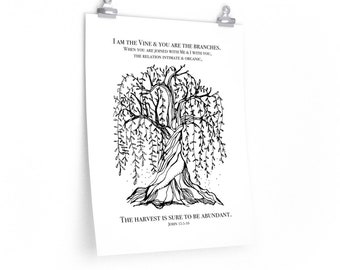 I Am The Vine | John 15 | Black and White | Tree | Rooted | Fine Art Print