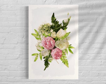 Watercolor Wedding Bouquet Flowers | Flower Painting | Marriage Anniversary Gift | Housewarming | Girl Nursery or Bedroom | Gift for wife