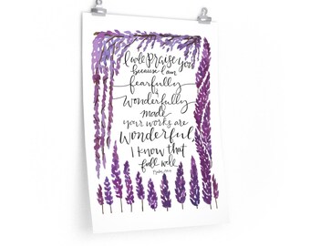 Fearfully and Wonderfully Made | Psalm 139 | Girl Nursery | Purple, Lilac, Lavendar| Fine Art Print