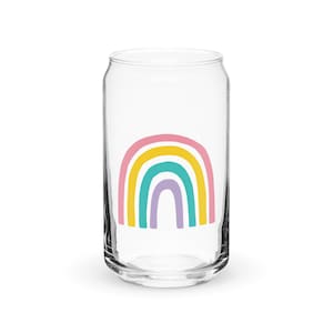 Rainbow Beer Can Glass | Groovy Glass | Iced Coffee Glass