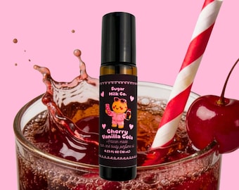 Cherry Vanilla Cola Perfume Roll On | Sugar Scent | Gourmand Dessert | Hair & Body | Long Lasting