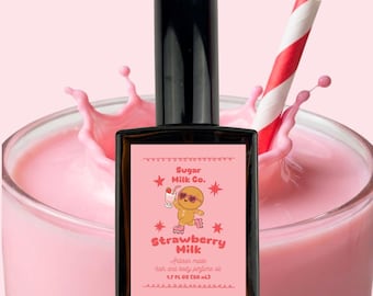 Strawberry Milk Perfume Oil | Sweet Creamy Fruity Gourmand Fragrance – Whipped Cream Dessert Scent, Hair & Body, Long Lasting