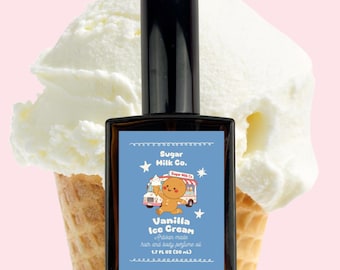 Vanilla Ice Cream Perfume- Hair and Body Oil, Vanilla Gourmand Fragrance, Creamy Whipped Vanilla Scent, Gift Ideas