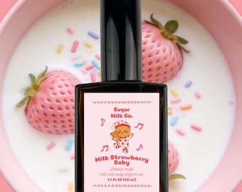 Strawberry Milk Perfume Oil | Sweet Creamy Fruity Gourmand Fragrance – Whipped Cream Dessert Scent, Hair & Body, Long Lasting