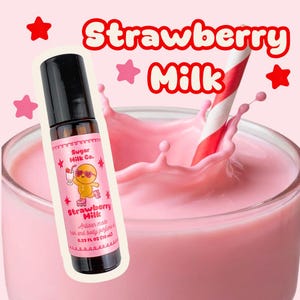 Strawberry Milk Perfume Roll On | Creamy Scent | Gourmand Dessert | Hair & Body | Long Lasting