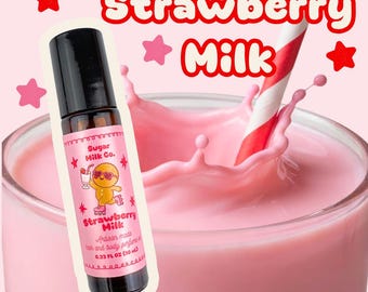 Strawberry Milk Perfume Roll On | Creamy Scent | Gourmand Dessert | Hair & Body | Long Lasting