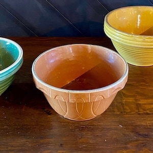Vintage Watt Oven Ware Made in USA Batter Mixing Bowl Made in USA Pumpkin Loop Pattern American Pottery Chef Gift Baker Gift